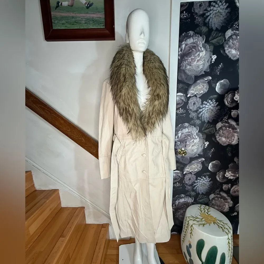 Free People FREE PEOPLE Train Leather Duster - Grey/ size XL